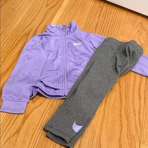 Nike Kids Purple Jacket and Gray Leggings Set